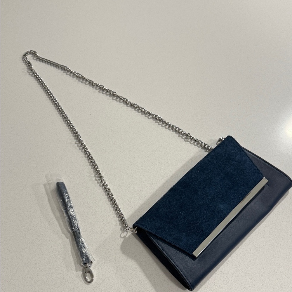 White House Black Market Navy Blue Chain Shoulder Bag